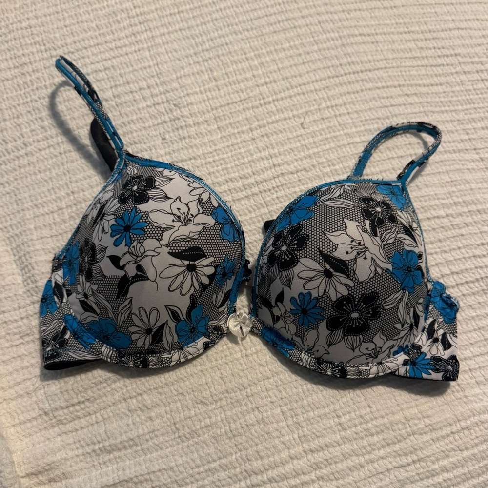 Sophie B. Black and Blue Floral Bra